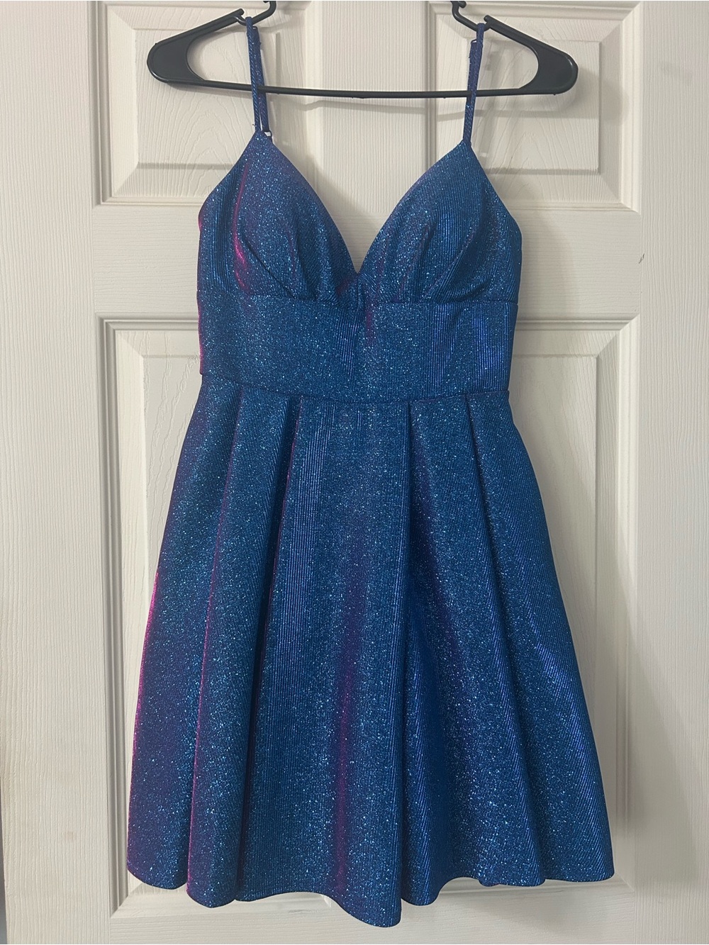 Girls Sparkle Blue Glitter A-Line Dress